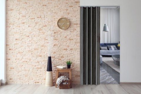 DRZWI HARMONIJKOWE 001P DĄB GRAFIT MAT - 80 CM