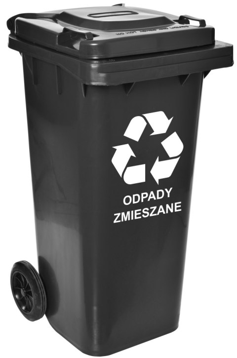 KOMPLET POJEMNIKÓW NA ODPADY - 120L - CZTERY KOLORY (CZARNY)