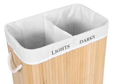 KOSZ BAMBUSOWY POJEMNIK NA PRANIE 2 KOMORY NATURALNY
