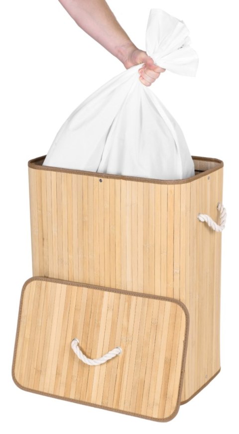 KOSZ BAMBUSOWY POJEMNIK NA PRANIE 2 KOMORY NATURALNY
