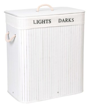 KOSZ BAMBUSOWY Z POKRYWĄ 100L 2 KOMORY BIAŁY