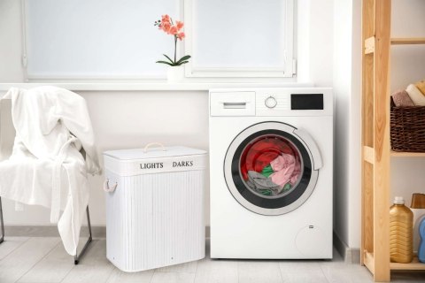 KOSZ BAMBUSOWY Z POKRYWĄ 100L 2 KOMORY BIAŁY