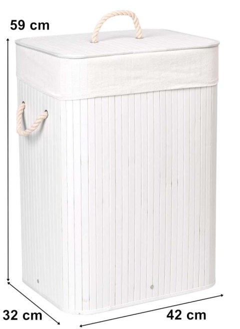 KOSZ BAMBUSOWY Z POKRYWĄ 80L 1 KOMORA BIAŁY