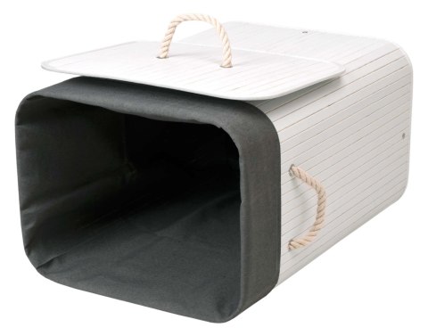 KOSZ NA PRANIE BAMBUSOWY Z POKRYWĄ 80L BIAŁO-SZARY