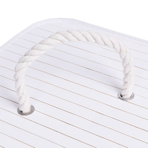 KOSZ NAROŻNY NA PRANIE BAMBUSOWY Z POKRYWĄ BIAŁO-SZARY