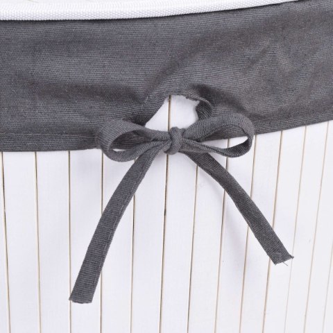 KOSZ NAROŻNY NA PRANIE BAMBUSOWY Z POKRYWĄ BIAŁO-SZARY