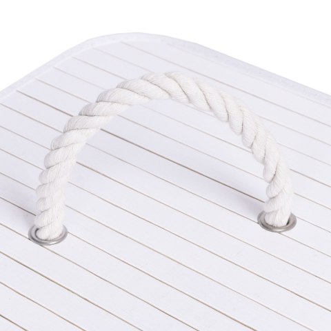 KOSZ NAROŻNY NA PRANIE BAMBUSOWY Z POKRYWĄ BIAŁY