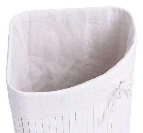 KOSZ NAROŻNY NA PRANIE BAMBUSOWY Z POKRYWĄ BIAŁY