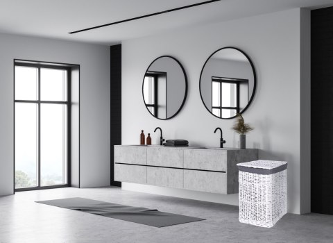 KOSZ WIKLINOWY 40X30X60 CM - 72L - BIAŁO-SZARY