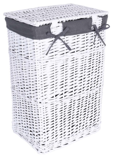 KOSZ WIKLINOWY 48X36X66 CM - 114L - BIAŁO-SZARY