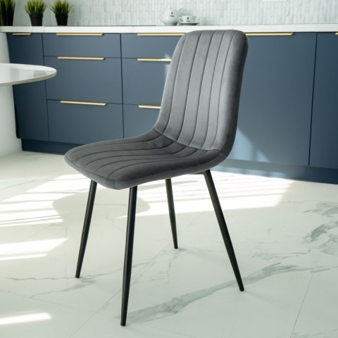 KRZESŁO FRESNO VELVET TAPICEROWANE GRAFITOWY AKSAMIT
