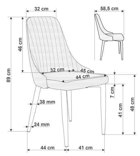 KRZESŁO WELUROWE LORIENT VELVET CZARNE