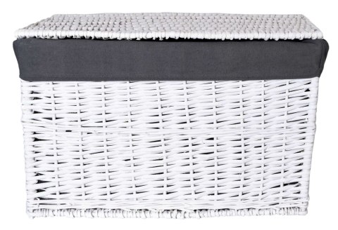 KUFER WIKLINOWY 76X46X46 CM - 160L - BIAŁO-SZARY