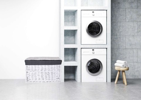 KUFER WIKLINOWY 76X46X46 CM - 160L - BIAŁO-SZARY