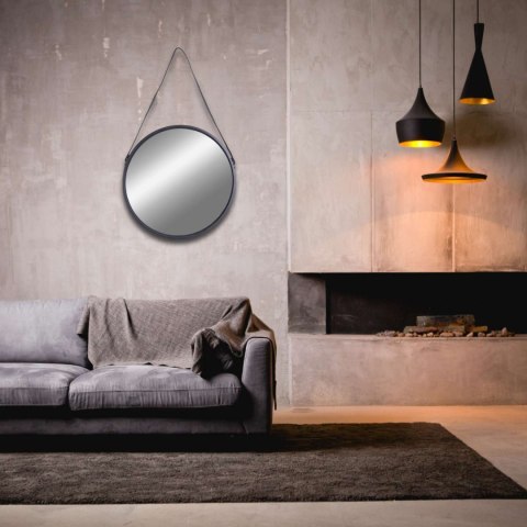 LUSTRO OKRĄGŁE KAPITAŃSKIE NA PASKU MIRAGE 50 CM CZARNE