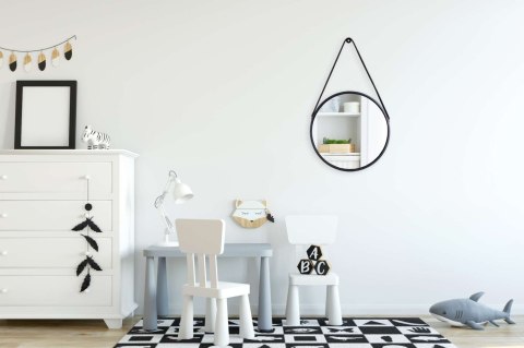 LUSTRO OKRĄGŁE KAPITAŃSKIE NA PASKU MIRAGE 50 CM CZARNE