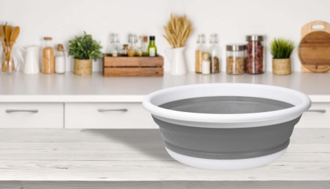 MISKA OKRĄGŁA 37 CM BIAŁO-SZARA ELBA COMPACT 9 LITRÓW