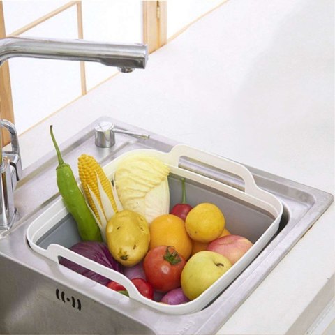 MISKA SKŁADANA Z ODPŁYWEM BIALO-SZARA COMPACT