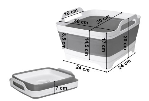 MISKA SKŁADANA Z ODPŁYWEM BIALO-SZARA COMPACT