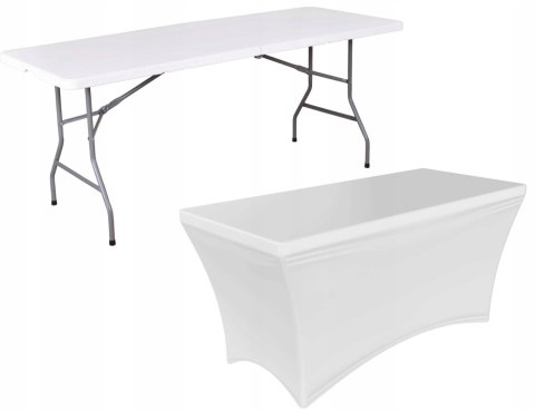 POKROWIEC NA STÓŁ CATERINGOWY BIAŁY 180CM