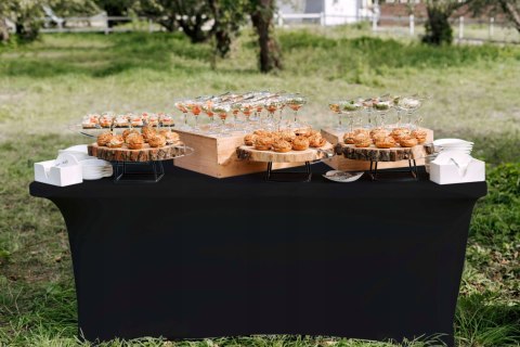 POKROWIEC NA STÓŁ CATERINGOWY CZARNY 180CM