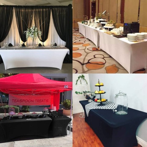 POKROWIEC NA STÓŁ CATERINGOWY CZARNY 180CM