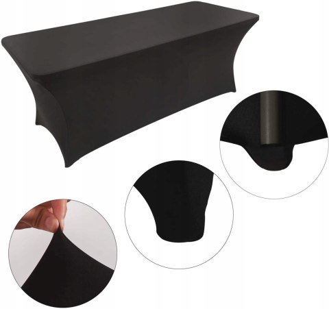 POKROWIEC NA STÓŁ CATERINGOWY CZARNY 180CM