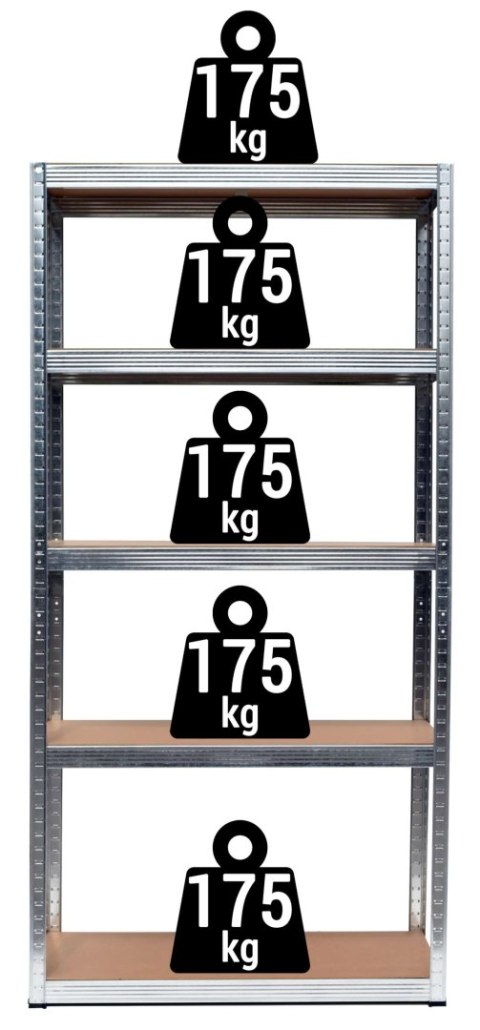 REGAŁ MAGAZYNOWY 5 POZIOMÓW 875 KG 180 X 90 X 40 CM