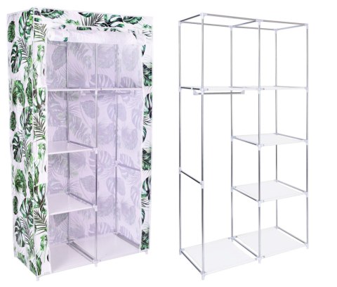 SZAFKA TEKSTYLNA Z 6 PÓŁKAMI MIRA MONSTERA - BIAŁO-ZIELONA