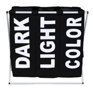 TRZYKOMOROWY KOSZ NA PRANIE TRIKO - 130L - CZARNY