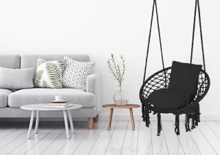 FOTEL WISZĄCY BOCIANIE GNIAZDO TOGO CZARNY PODUSZKI