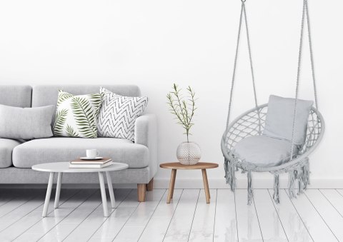 FOTEL WISZĄCY BOCIANIE GNIAZDO TOGO SZARY PODUSZKI