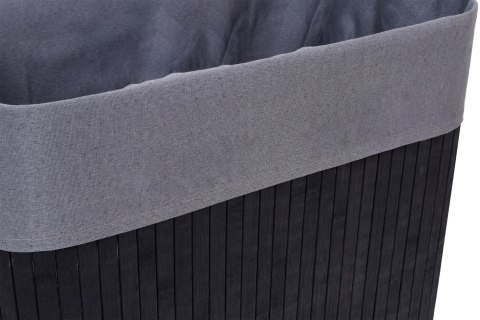 KOSZ NA PRANIE BAMBUSOWY Z POKRYWĄ 80L CZARNO-SZARY