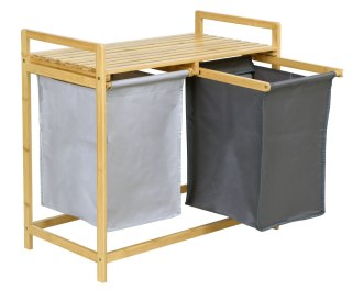 KOSZ NA PRANIE LUB ZABAWKI BAMBUSOWY HANOI 2 PRZEGRODY DUO KOLOR