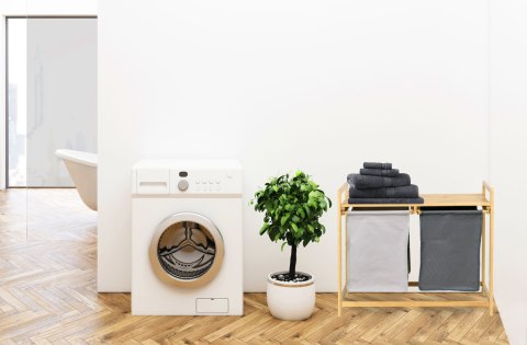 KOSZ NA PRANIE LUB ZABAWKI BAMBUSOWY HANOI 2 PRZEGRODY DUO KOLOR