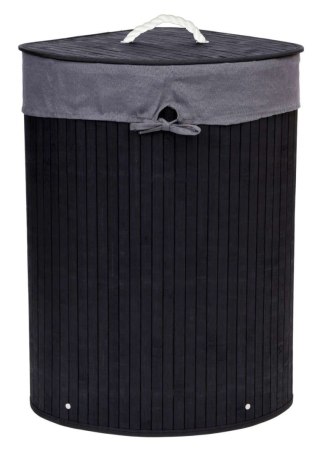 KOSZ NAROŻNY NA PRANIE BAMBUSOWY Z POKRYWĄ CZARNY