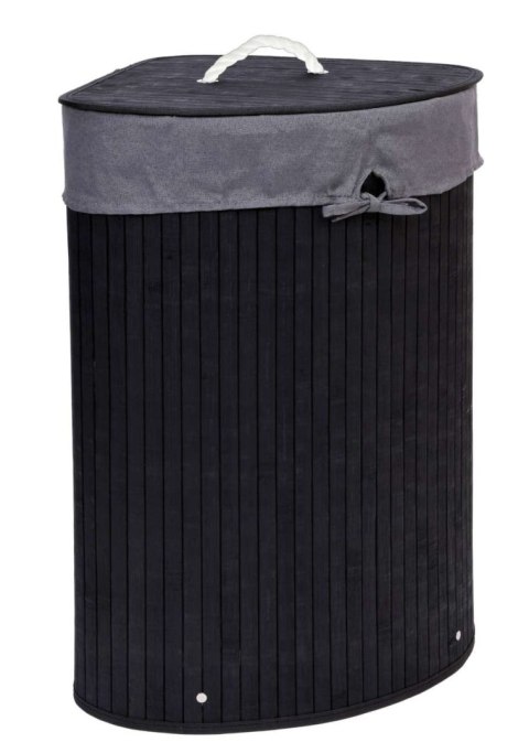 KOSZ NAROŻNY NA PRANIE BAMBUSOWY Z POKRYWĄ CZARNY
