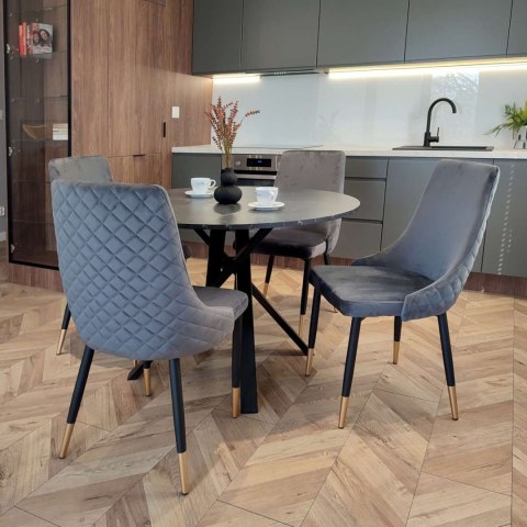 KRZESŁO WELUROWE TAPICEROWANE VERMONT VELVET GRAFITOWE