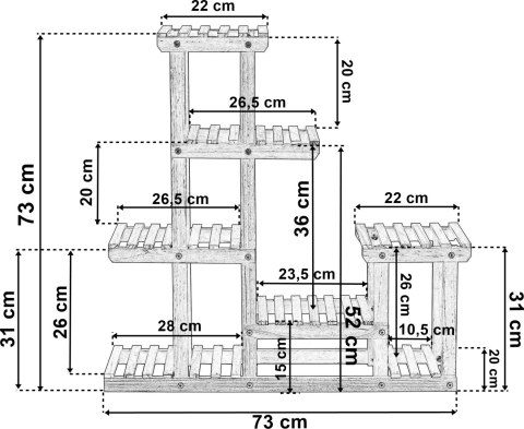 KWIETNIK DREWNIANY MANINO 5 POZIOMÓW