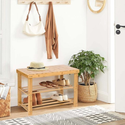 ŁAWKA REGAŁ NA BUTY MILOS Z PÓŁKAMI- BAMBUSOWY