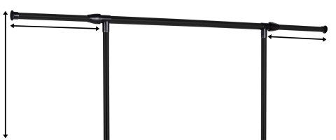 MOBILNY WIESZAK STOJĄCY NA KÓŁKACH DEKA CZARNY