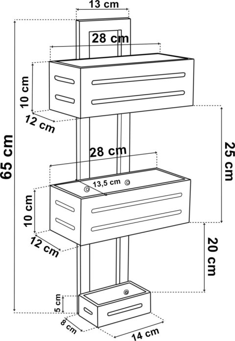 PÓŁKA MANILA BAMBUSOWA 3 POZIOMY DO KUCHNI I ŁAZIENKI