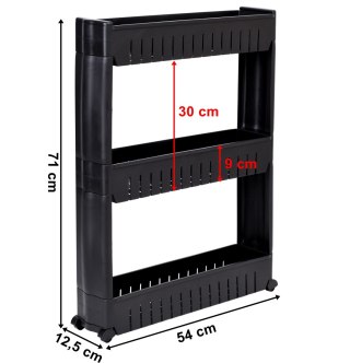 PÓŁKA KUCHENNA ŁAZIENKOWA CZARNA 3 POZIOMY LEIRA