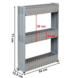 PÓŁKA KUCHENNA ŁAZIENKOWA SZARA 3 POZIOMY LEIRA