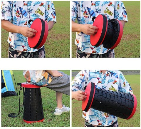 PRZENOŚNY STOŁEK TABORET SKŁADANY CZERWONO-CZARNY SITUP