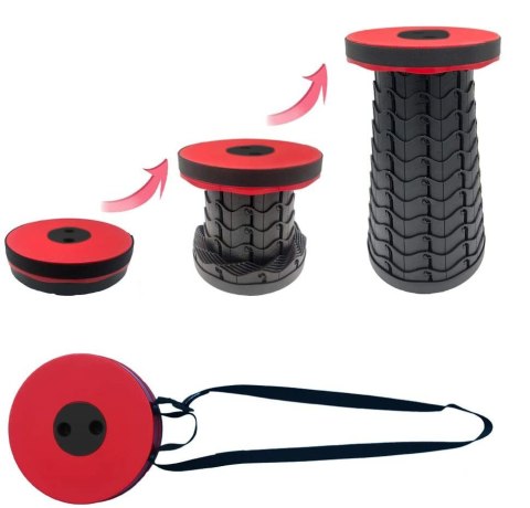 PRZENOŚNY STOŁEK TABORET SKŁADANY CZERWONO-CZARNY SITUP