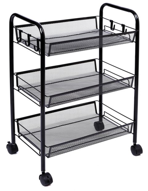 REGAŁ NA KÓŁKACH 3 POZIOMY HALSEN CZARNY