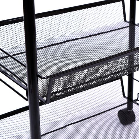 REGAŁ NA KÓŁKACH 3 POZIOMY HALSEN CZARNY