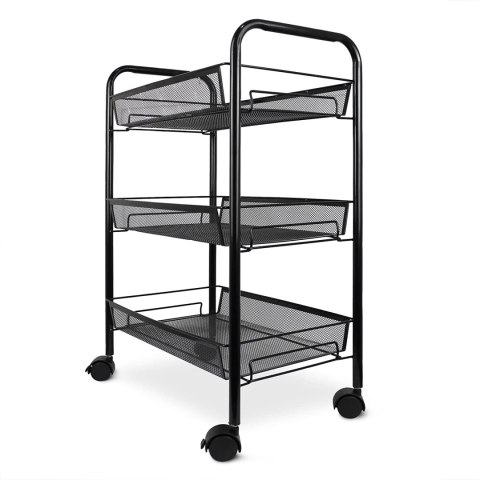 REGAŁ NA KÓŁKACH 3 POZIOMY HALSEN CZARNY