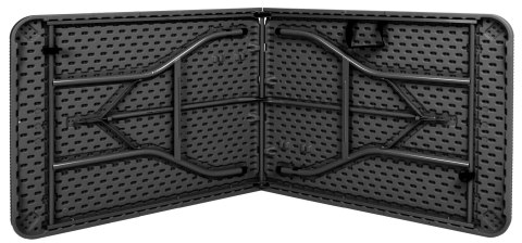 STÓŁ CATERINGOWY RATTAN SKŁADANY W WALIZKĘ - 180 CM SZARY